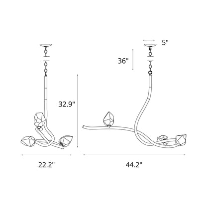 Glacier Pendant Light - line drawing.