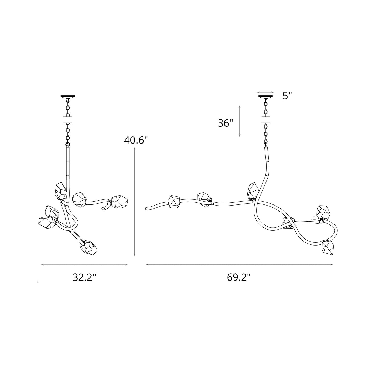 Glacier Pendant Light - line drawing.