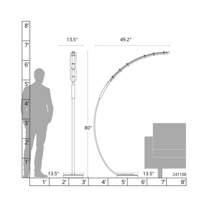 Glissade LED Arc Floor Lamp - line drawing.