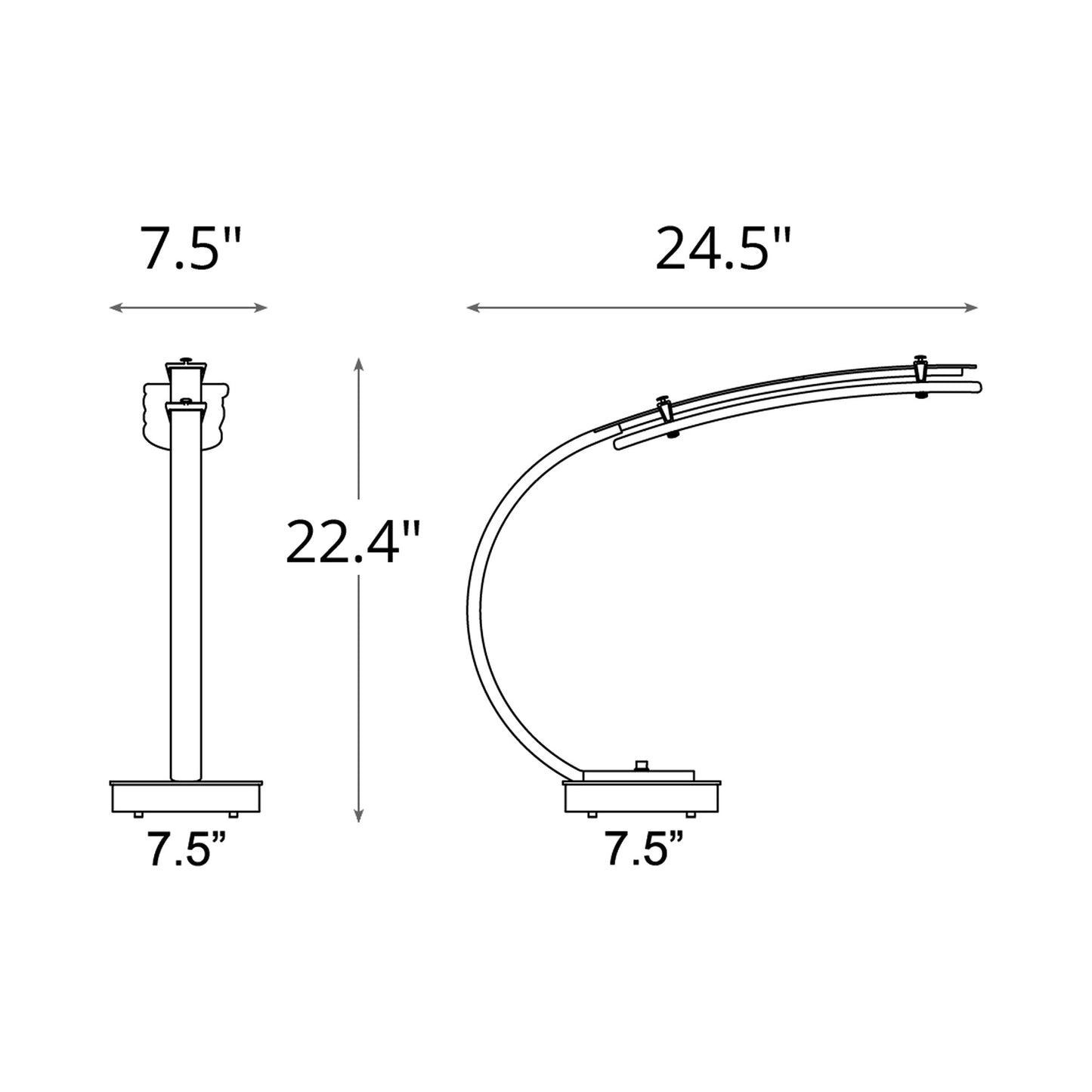 Glissade LED Table Lamp - line drawing.