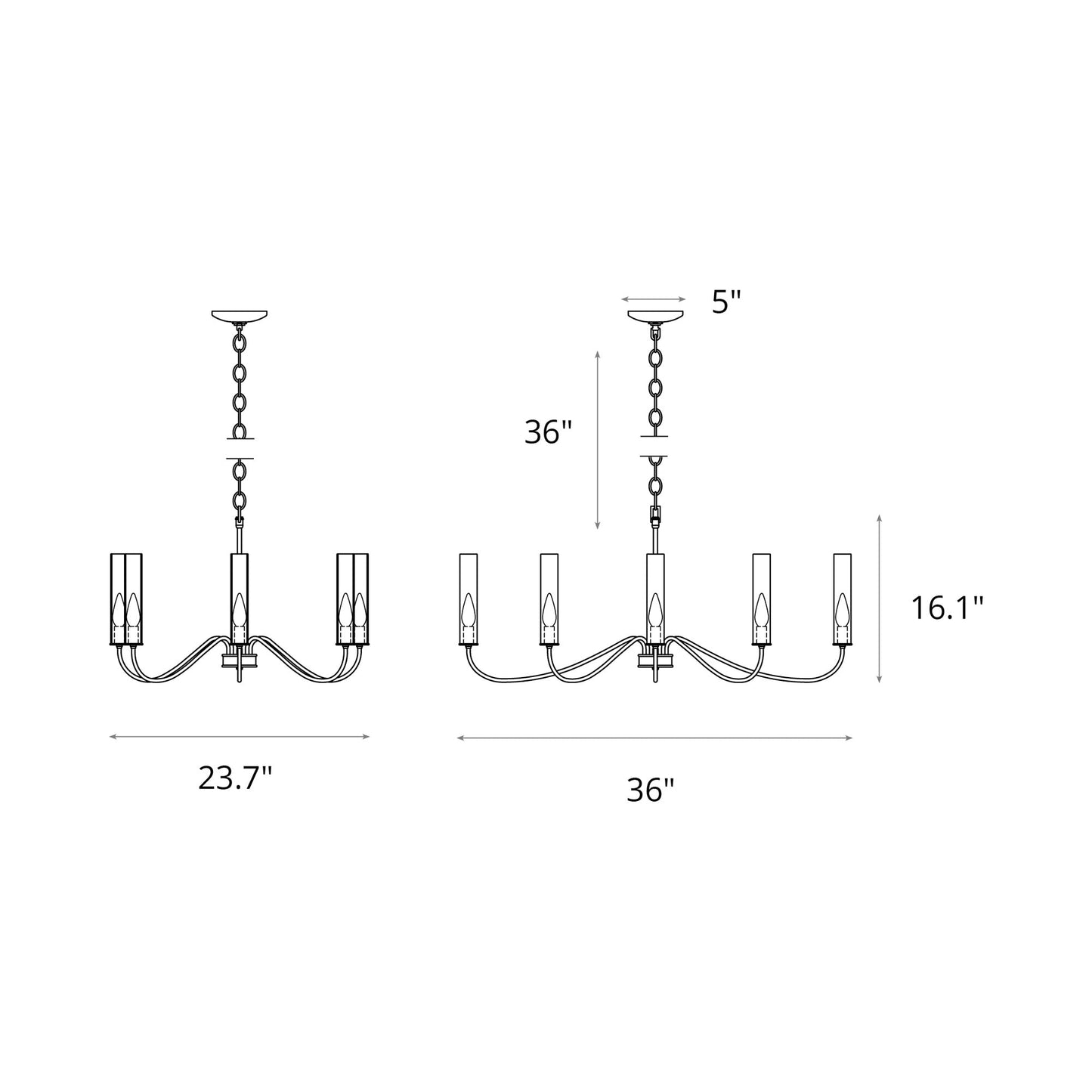 Grace Chandelier - line drawing.