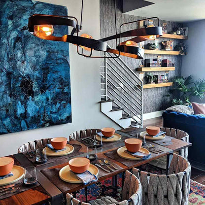Graffiti Multi Light Pendant Light in dining room.