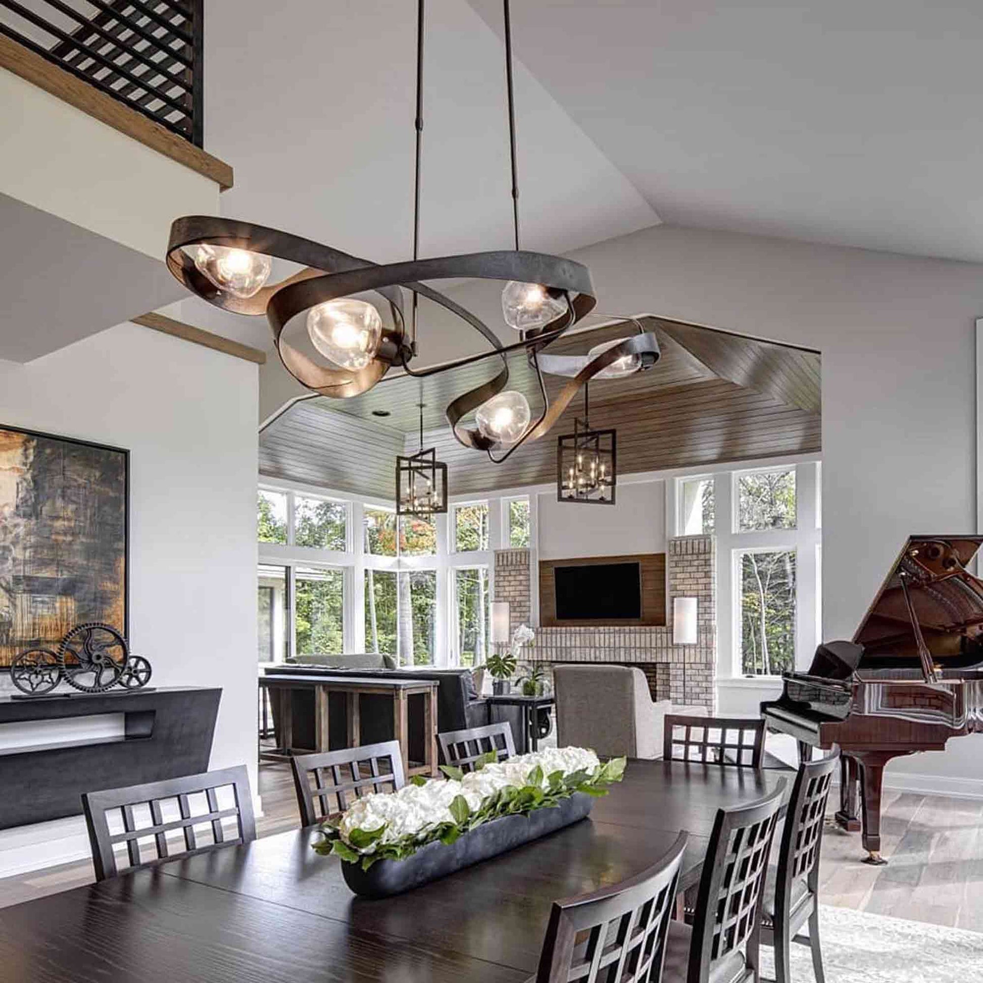 Graffiti Multi Light Pendant Light in dining room.