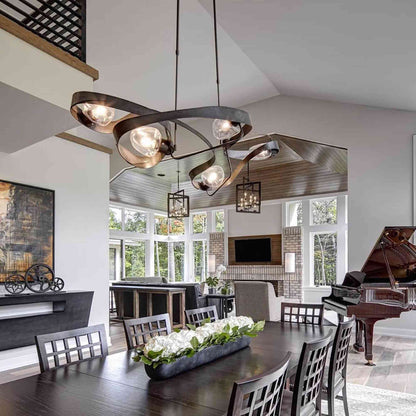 Graffiti Multi Light Pendant Light in dining room.