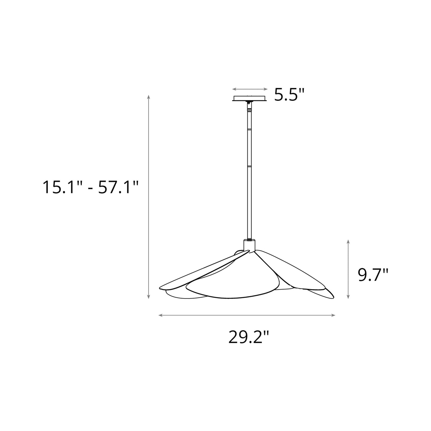 Hana Pendant Light - line drawing.