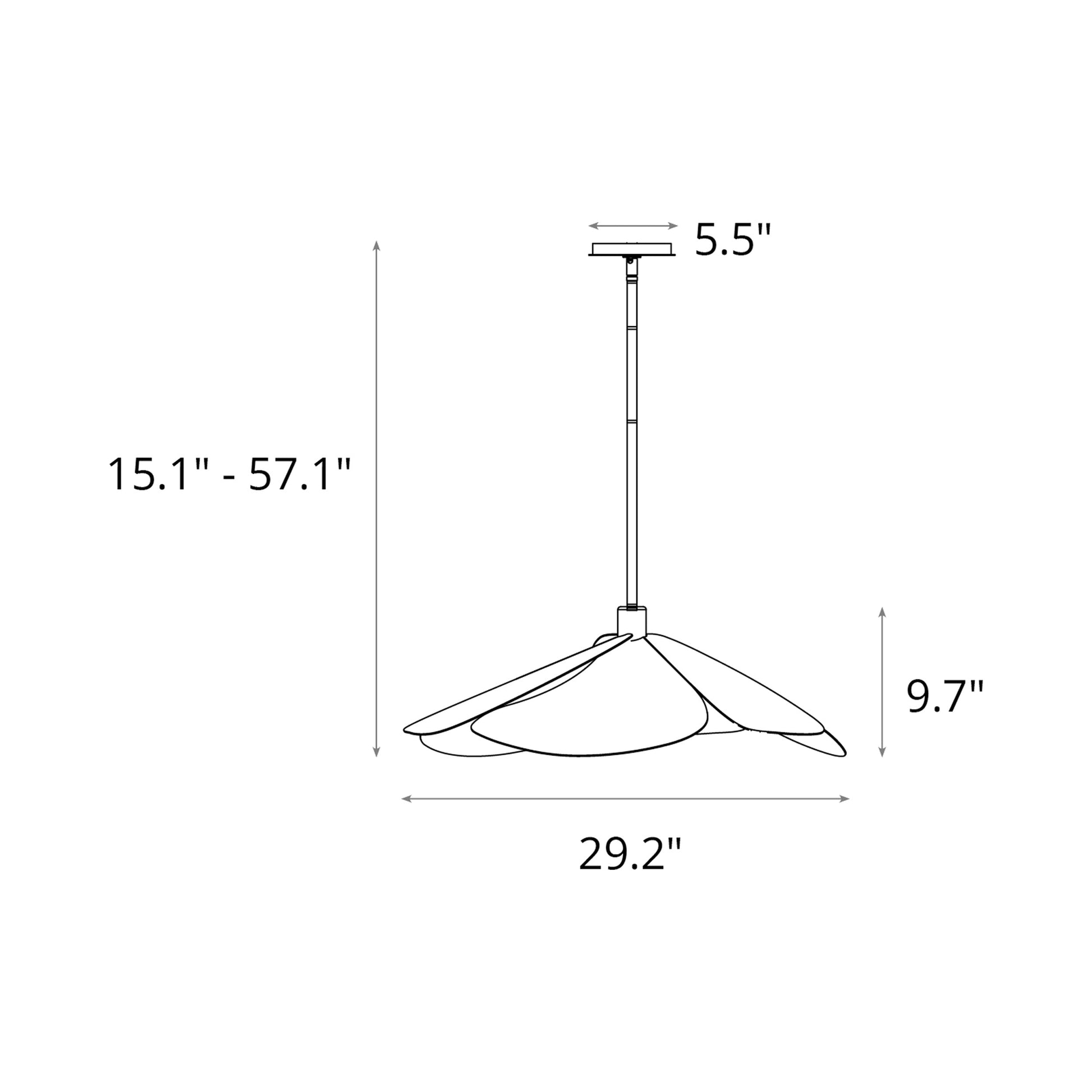 Hana Pendant Light - line drawing.
