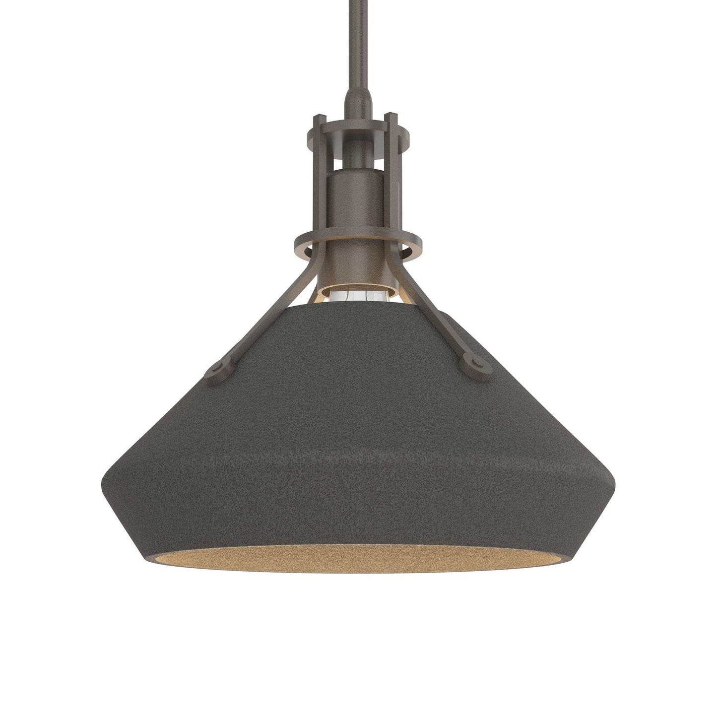 Henry Chamfer Pendant Light in Dark Smoke/Natural Iron.