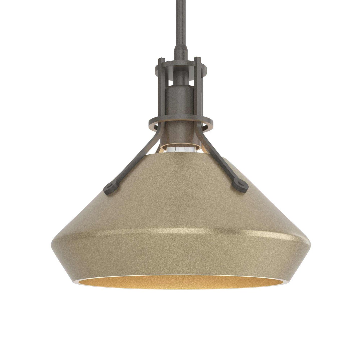Henry Chamfer Pendant Light in Dark Smoke/Soft Gold.