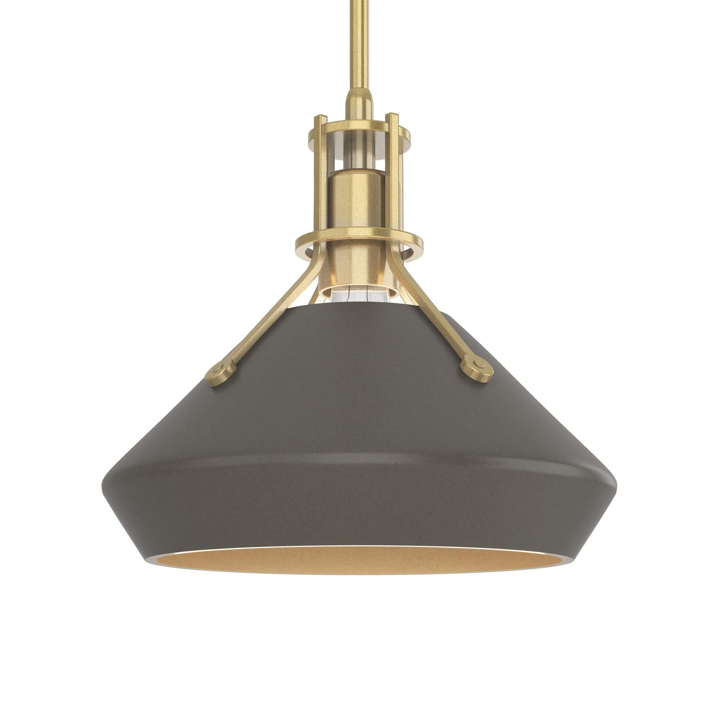 Henry Chamfer Pendant Light in Modern Brass/Dark Smoke.