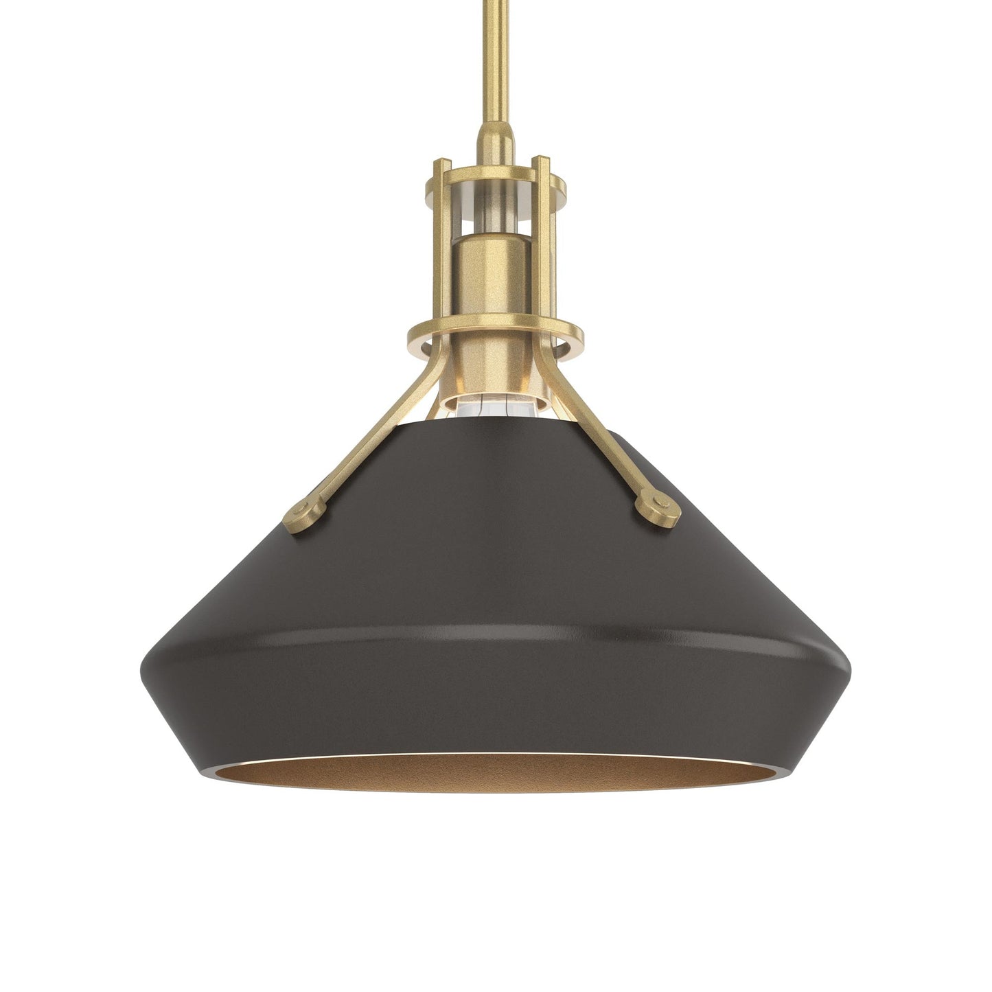 Henry Chamfer Pendant Light in Modern Brass/Oil Rubbed Bronze.