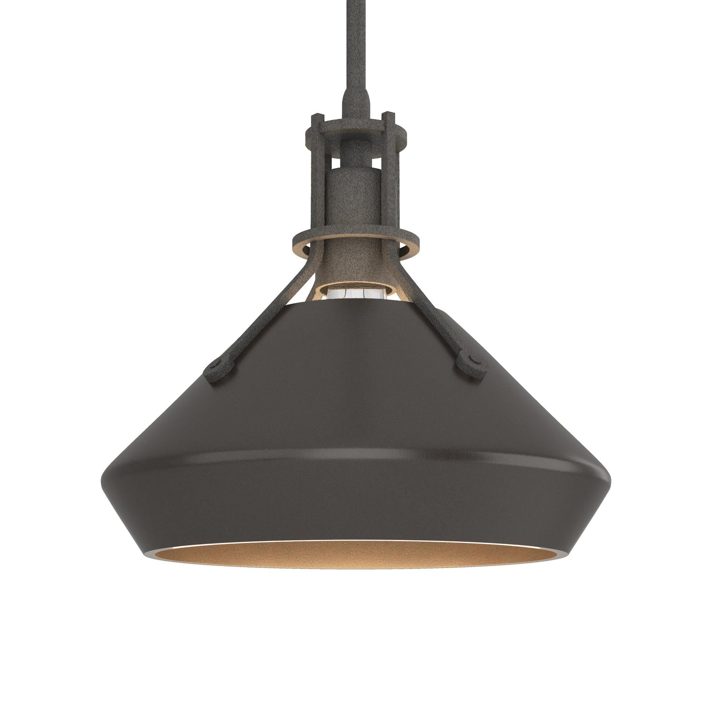 Henry Chamfer Pendant Light in Natural Iron/Oil Rubbed Bronze.