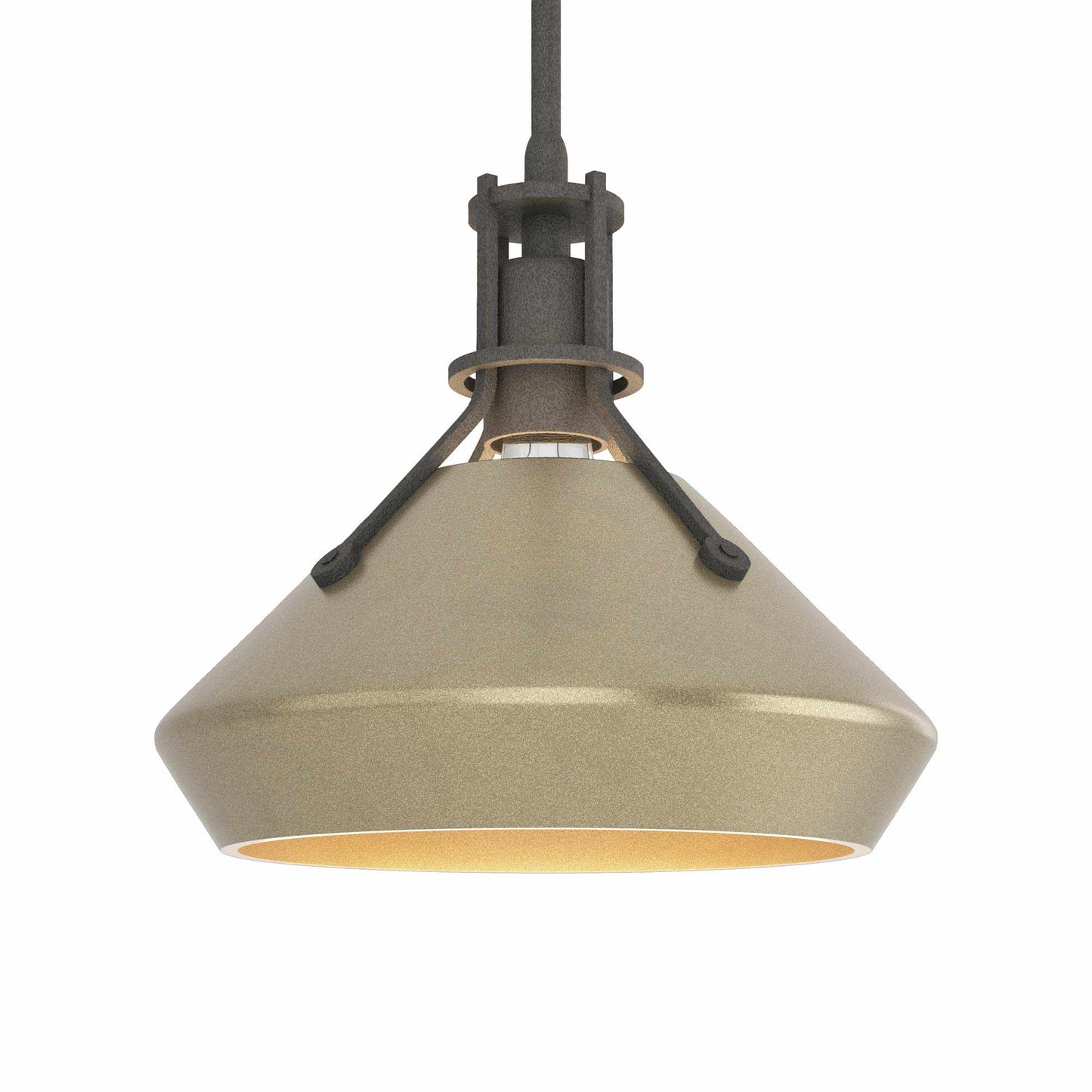 Henry Chamfer Pendant Light in Natural Iron/Soft Gold.