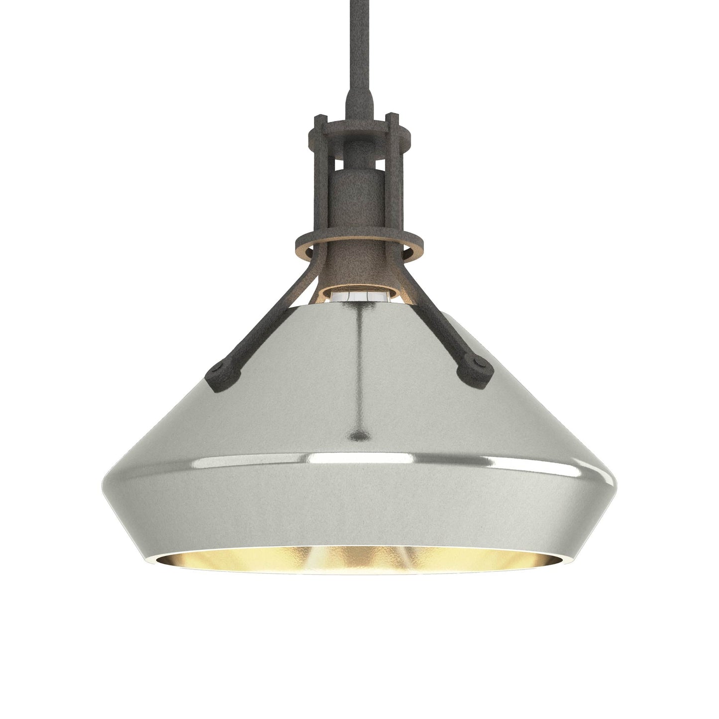 Henry Chamfer Pendant Light in Natural Iron/Sterling.