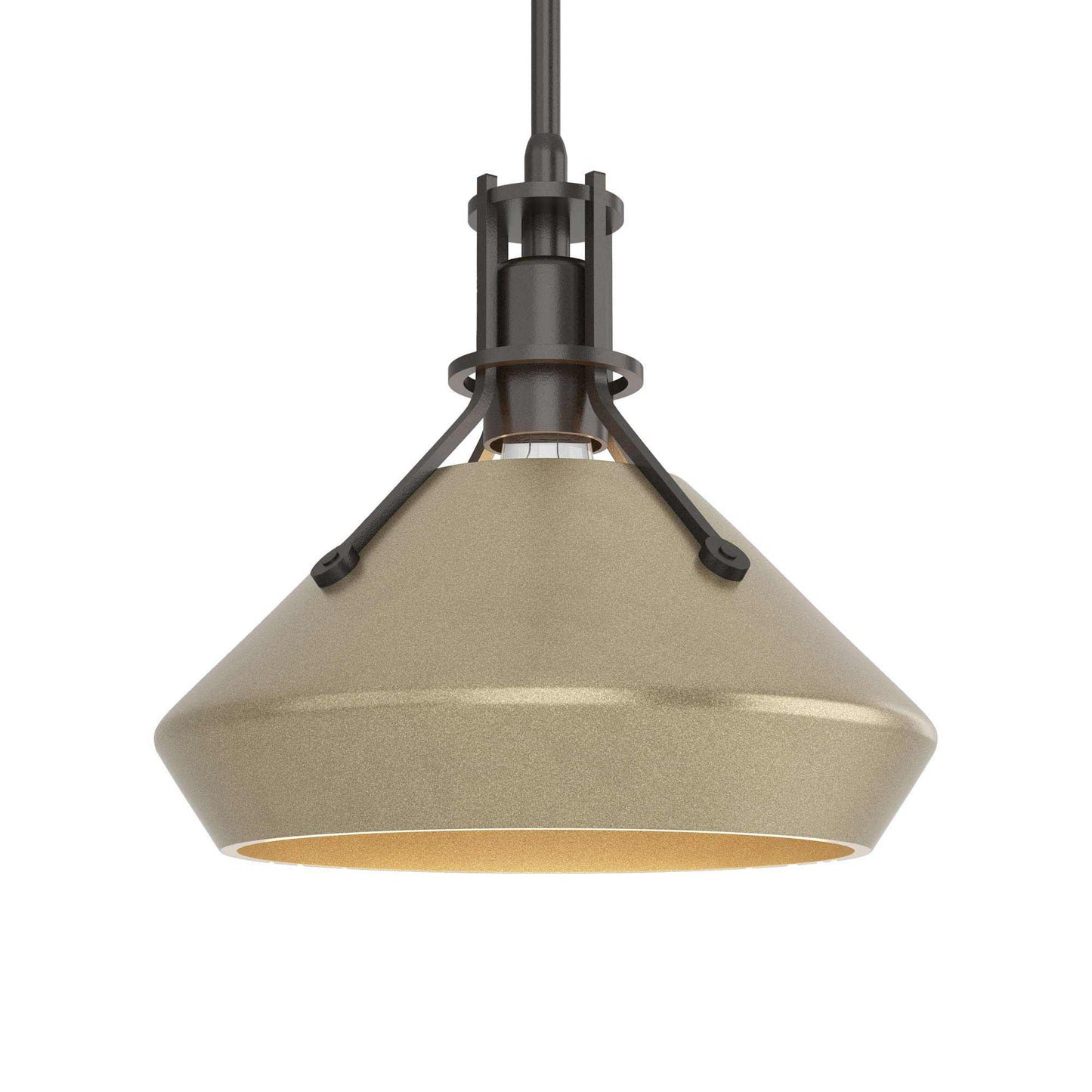 Henry Chamfer Pendant Light in Oil Rubbed Bronze/Soft Gold.