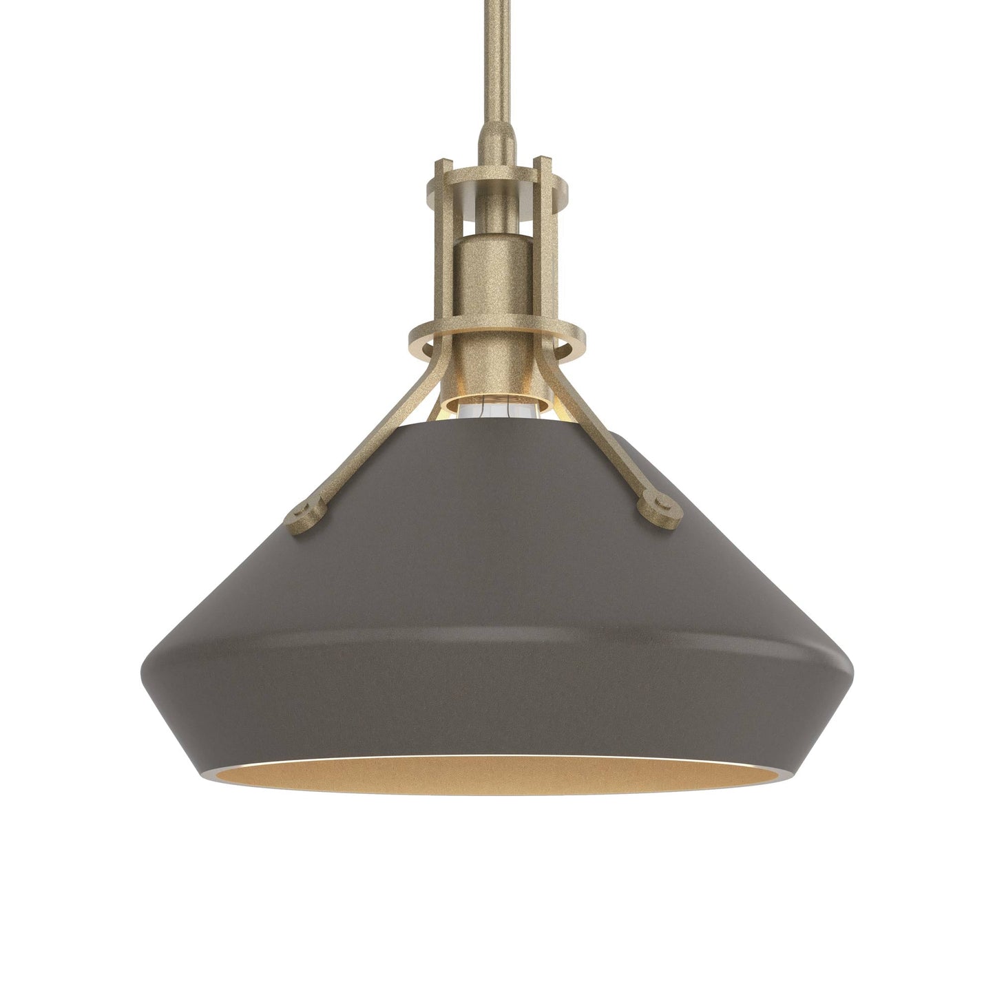 Henry Chamfer Pendant Light in Soft Gold/Dark Smoke.