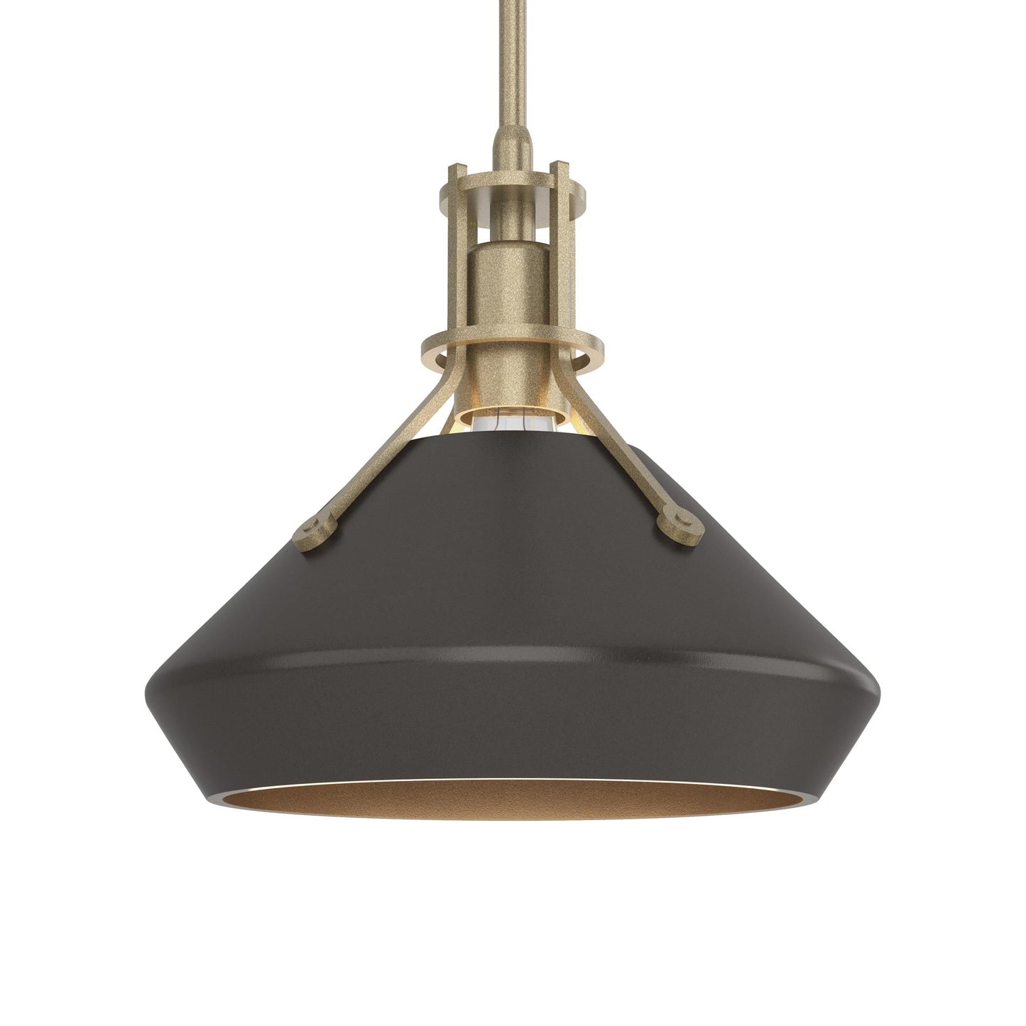 Henry Chamfer Pendant Light in Soft Gold/Oil Rubbed Bronze.