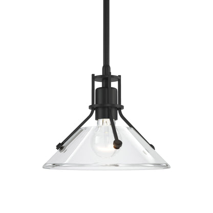 Henry Glass Mini Pendant Light in Black/Clear Glass.