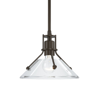 Henry Glass Mini Pendant Light in Bronze/Clear Glass.