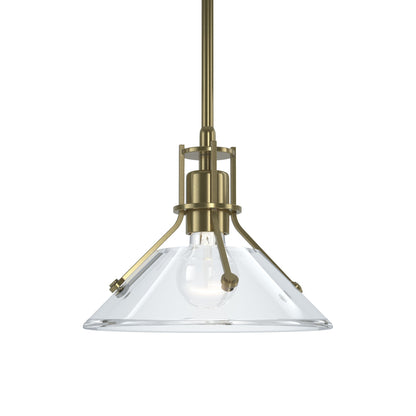 Henry Glass Mini Pendant Light in Modern Brass/Clear Glass.