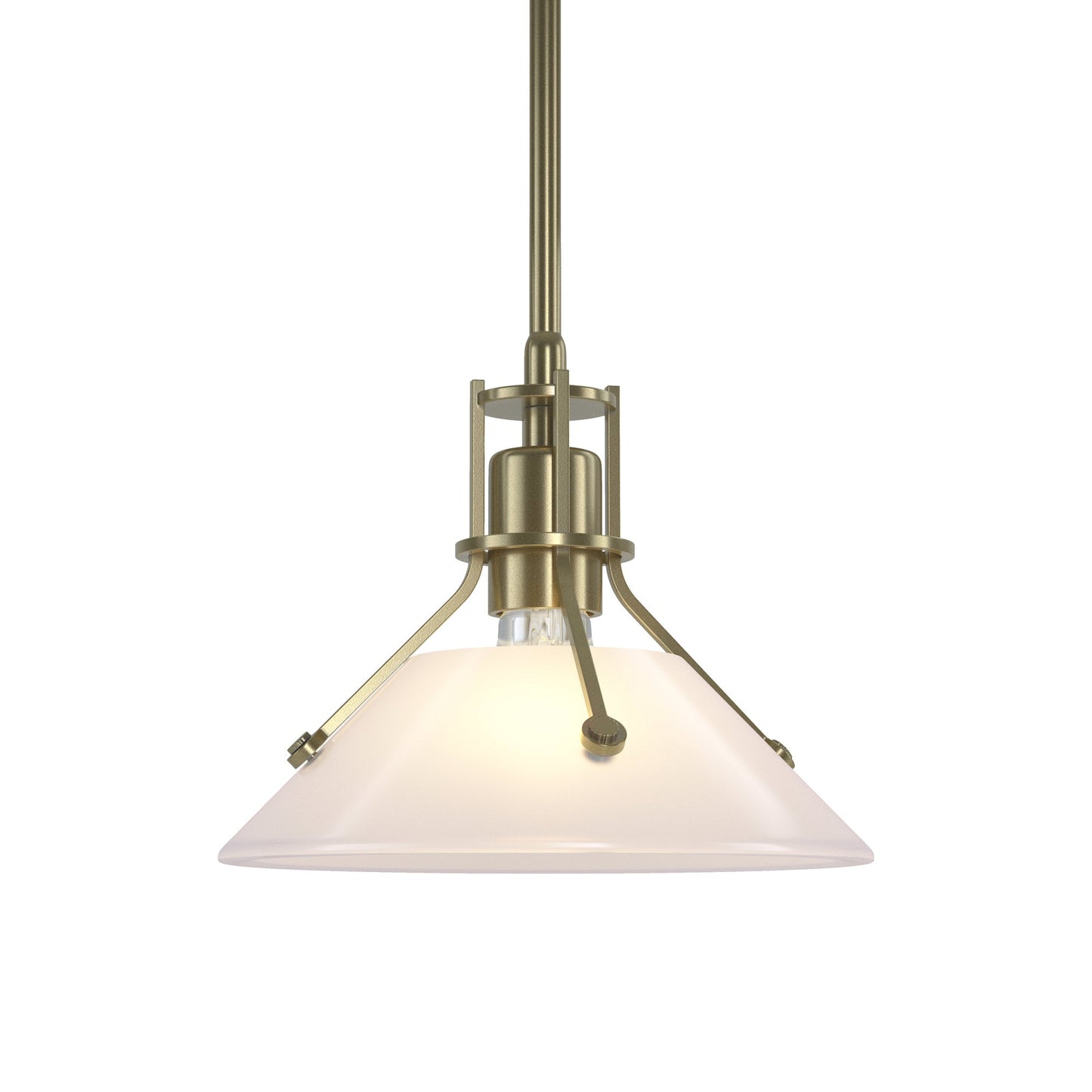 Henry Glass Mini Pendant Light in Modern Brass/Frosted Glass.