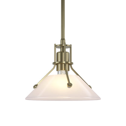 Henry Glass Mini Pendant Light in Modern Brass/Frosted Glass.
