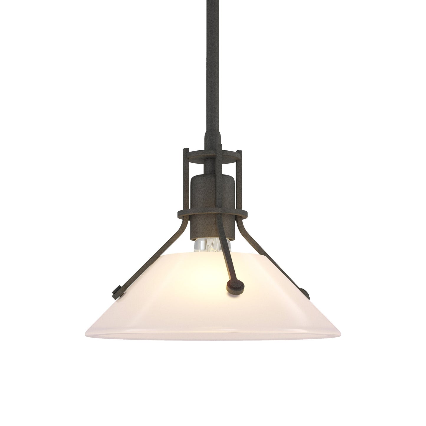 Henry Glass Mini Pendant Light in Natural Iron/Frosted Glass.