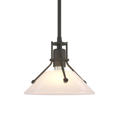 Henry Glass Mini Pendant Light in Natural Iron/Frosted Glass.
