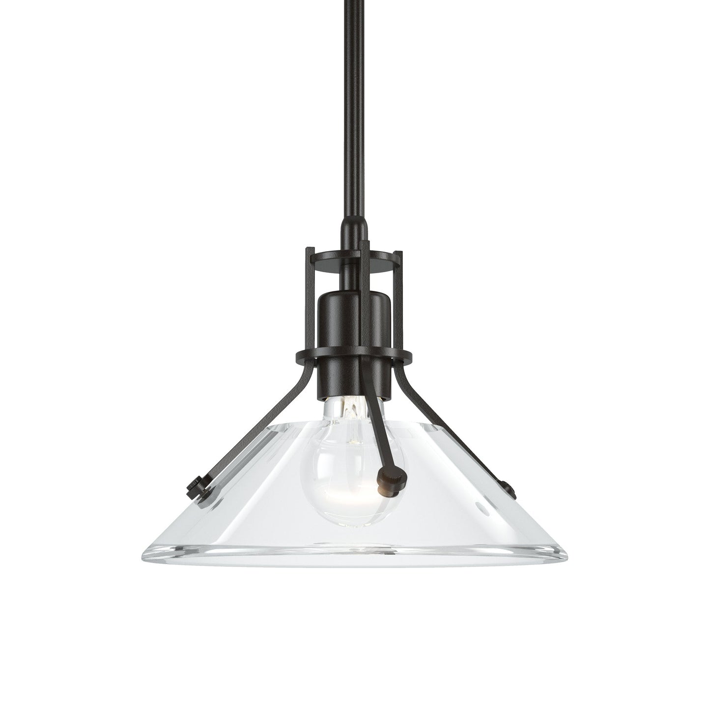 Henry Glass Mini Pendant Light in Oil Rubbed Bronze/Clear Glass.