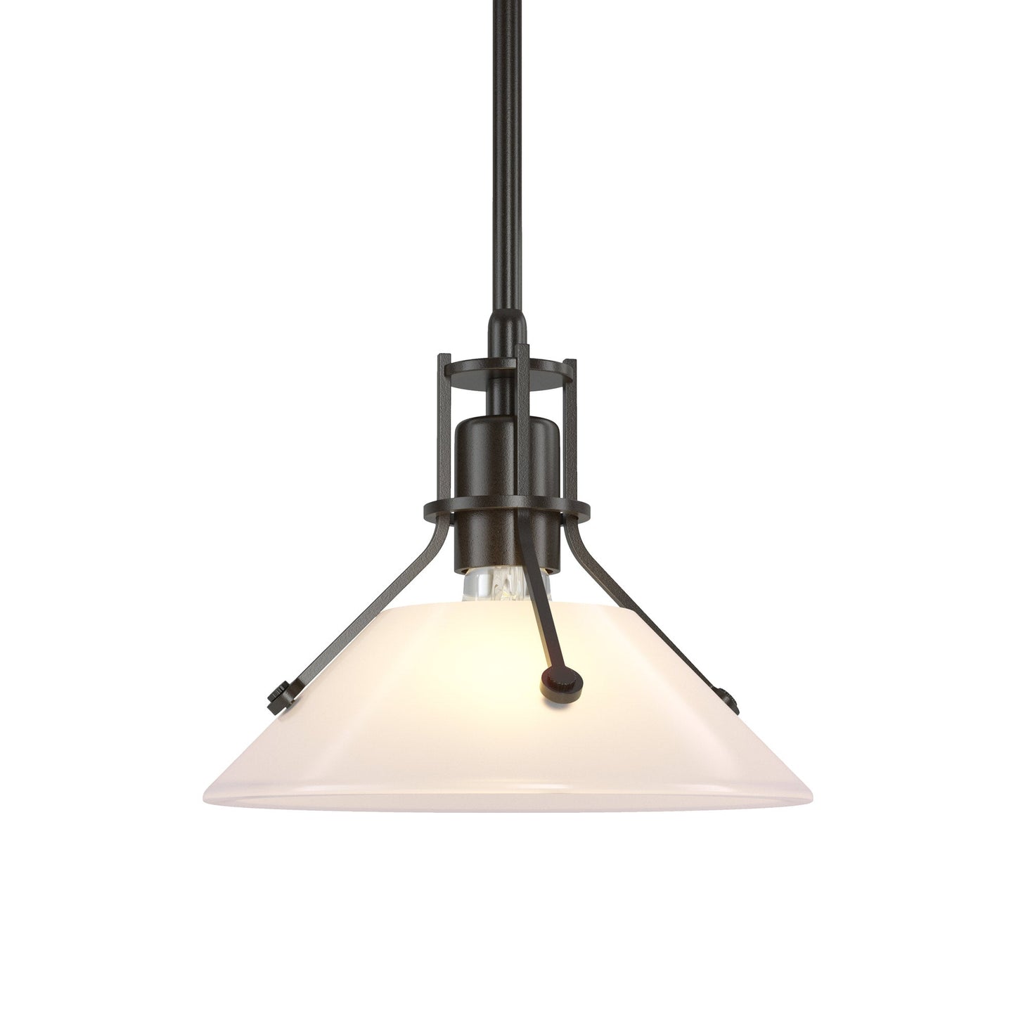 Henry Glass Mini Pendant Light in Oil Rubbed Bronze/Frosted Glass.