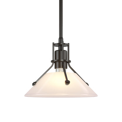 Henry Glass Mini Pendant Light in Oil Rubbed Bronze/Frosted Glass.