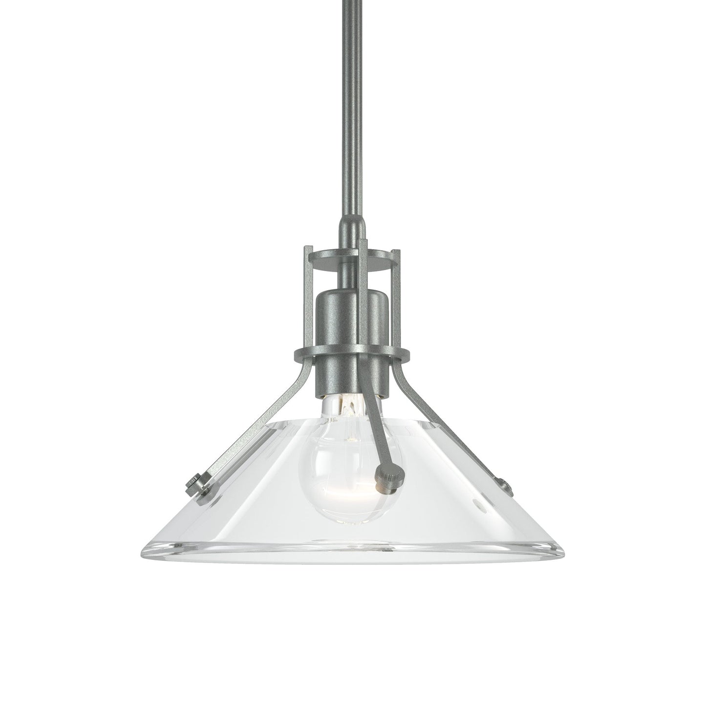 Henry Glass Mini Pendant Light in Vintage Platinum/Clear Glass.