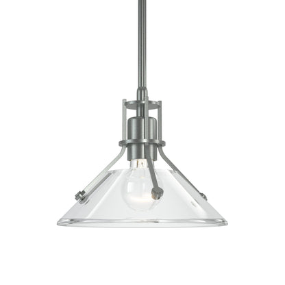 Henry Glass Mini Pendant Light in Vintage Platinum/Clear Glass.