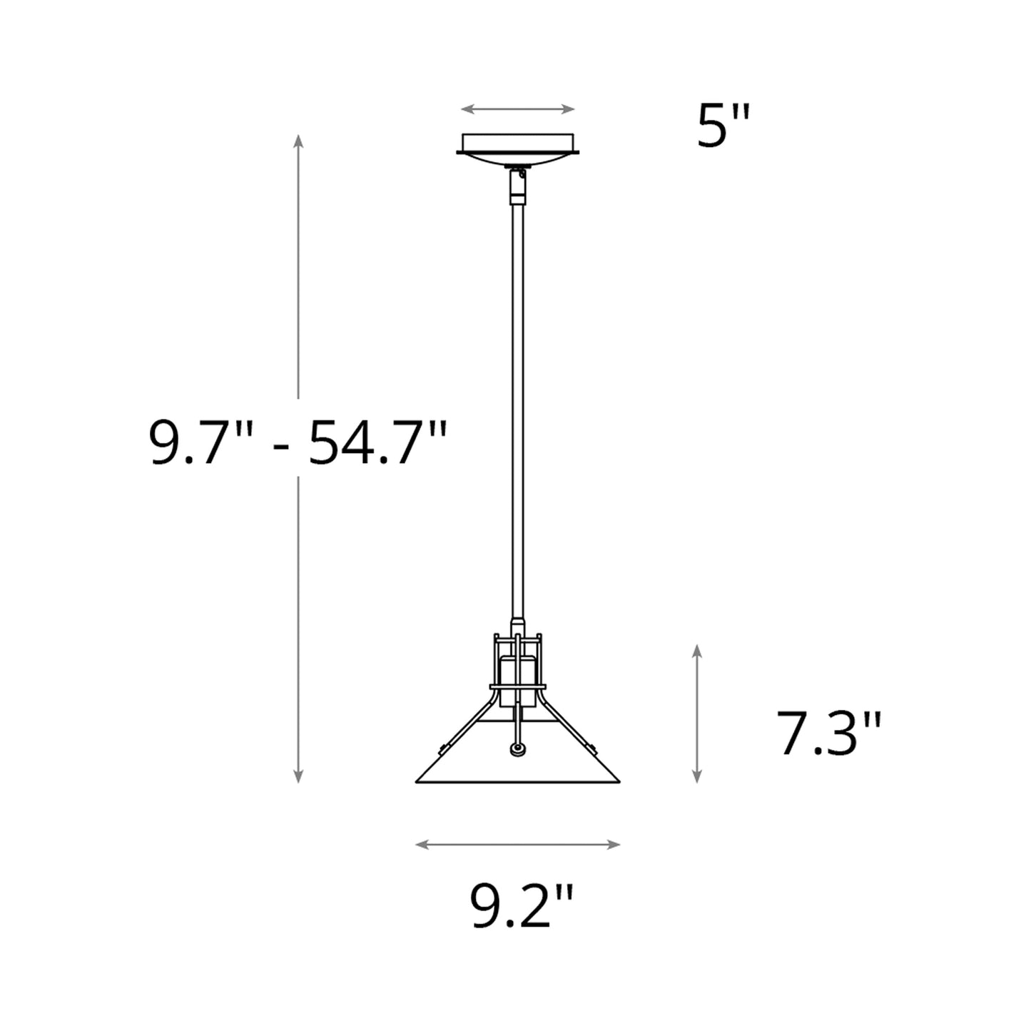 Henry Glass Mini Pendant Light - line drawing.