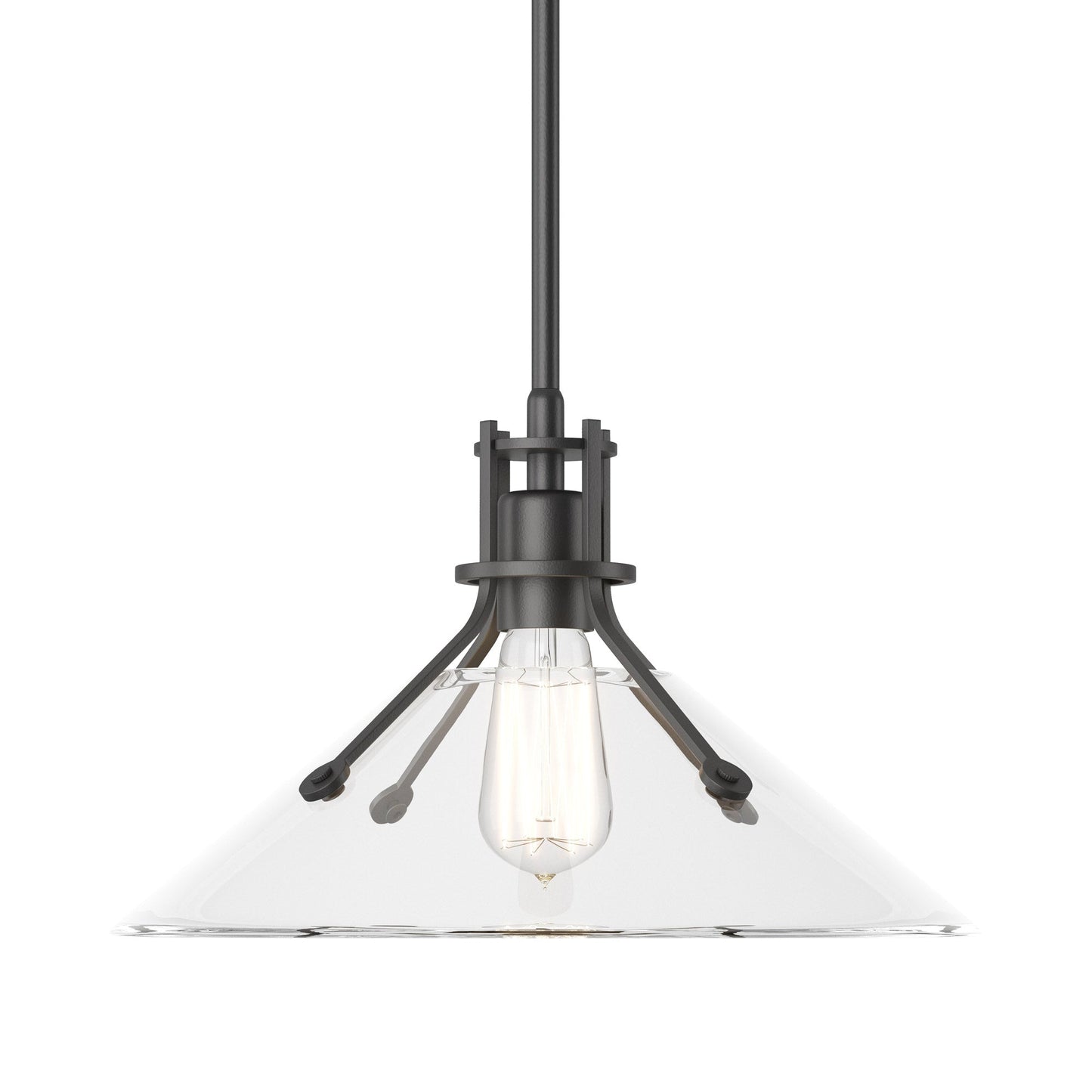 Henry Glass Shade Pendant Light in Black/Clear Glass.
