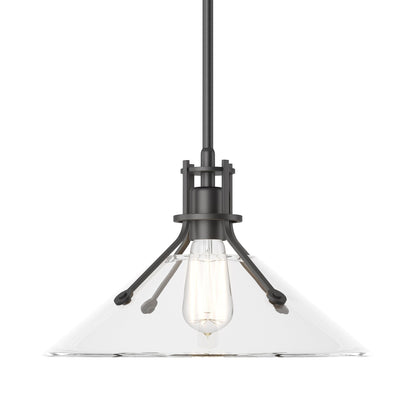 Henry Glass Shade Pendant Light in Black/Clear Glass.