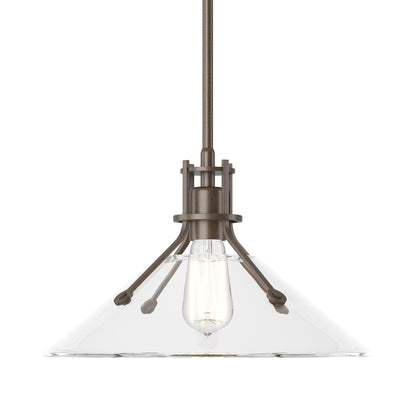 Henry Glass Shade Pendant Light in Bronze/Clear Glass.