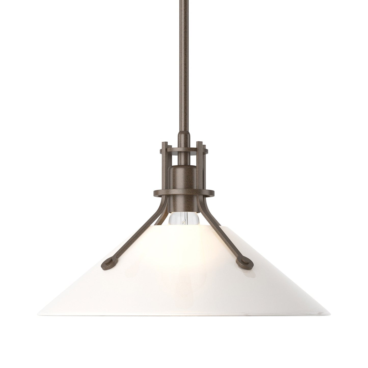 Henry Glass Shade Pendant Light in Bronze/Frosted Glass.