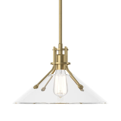 Henry Glass Shade Pendant Light in Modern Brass/Clear Glass.