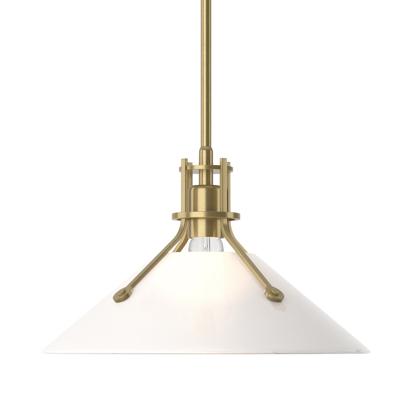 Henry Glass Shade Pendant Light in Modern Brass/Frosted Glass.