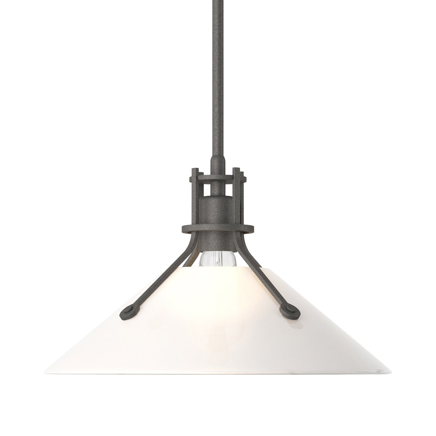 Henry Glass Shade Pendant Light in Natural Iron/Frosted Glass.