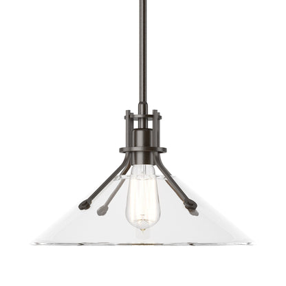 Henry Glass Shade Pendant Light in Oil Rubbed Bronze/Clear Glass.
