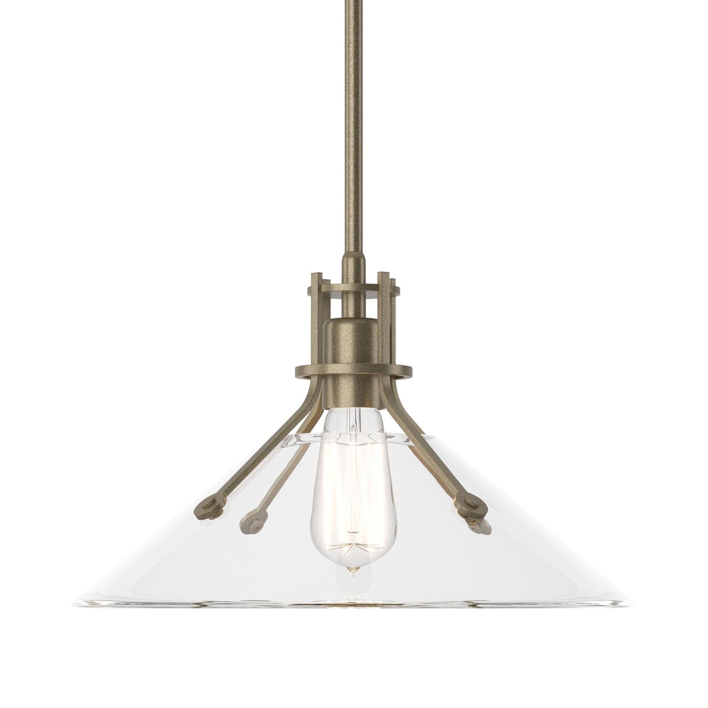 Henry Glass Shade Pendant Light in Soft Gold/Clear Glass.