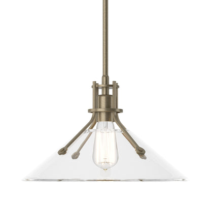 Henry Glass Shade Pendant Light in Soft Gold/Clear Glass.