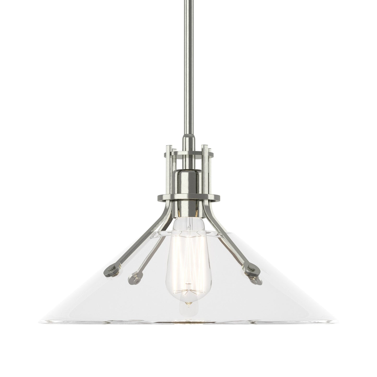 Henry Glass Shade Pendant Light in Sterling/Clear Glass.