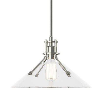 Henry Glass Shade Pendant Light in Sterling/Clear Glass.