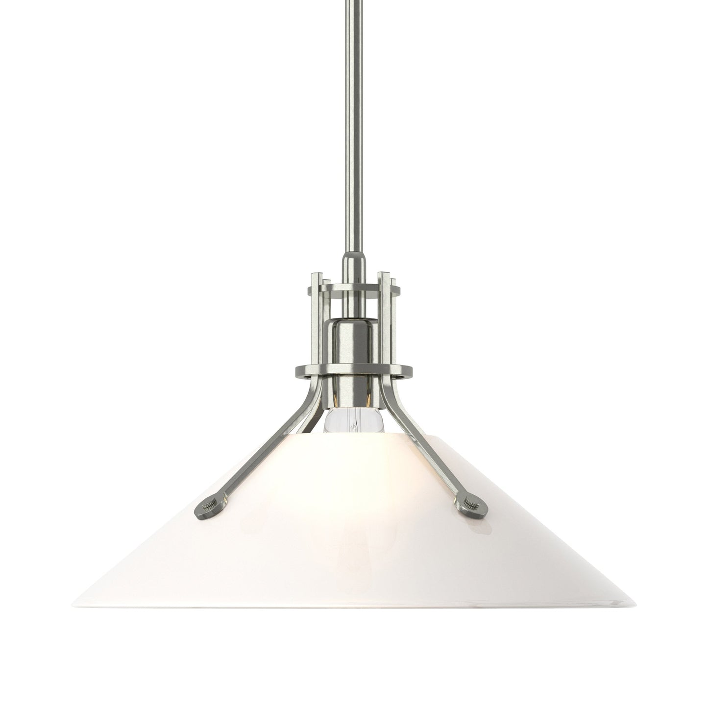 Henry Glass Shade Pendant Light in Sterling/Frosted Glass.