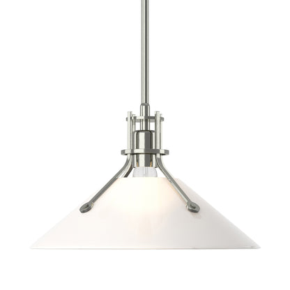 Henry Glass Shade Pendant Light in Sterling/Frosted Glass.