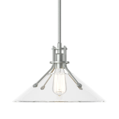 Henry Glass Shade Pendant Light in Vintage Platinum/Clear Glass.