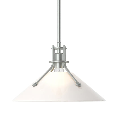 Henry Glass Shade Pendant Light in Vintage Platinum/Frosted Glass.