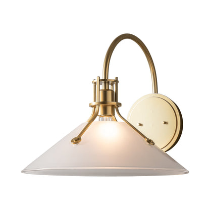 Henry Glass Shade Wall Light in Modern Brass/Frosted Glass (14.4-Inch).